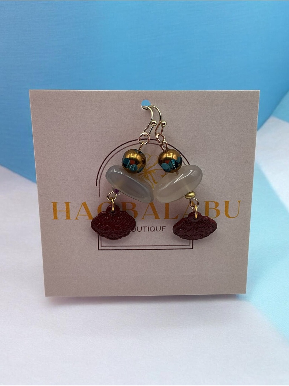 Handcrafted Agate Glass Earrings by Haobalabu